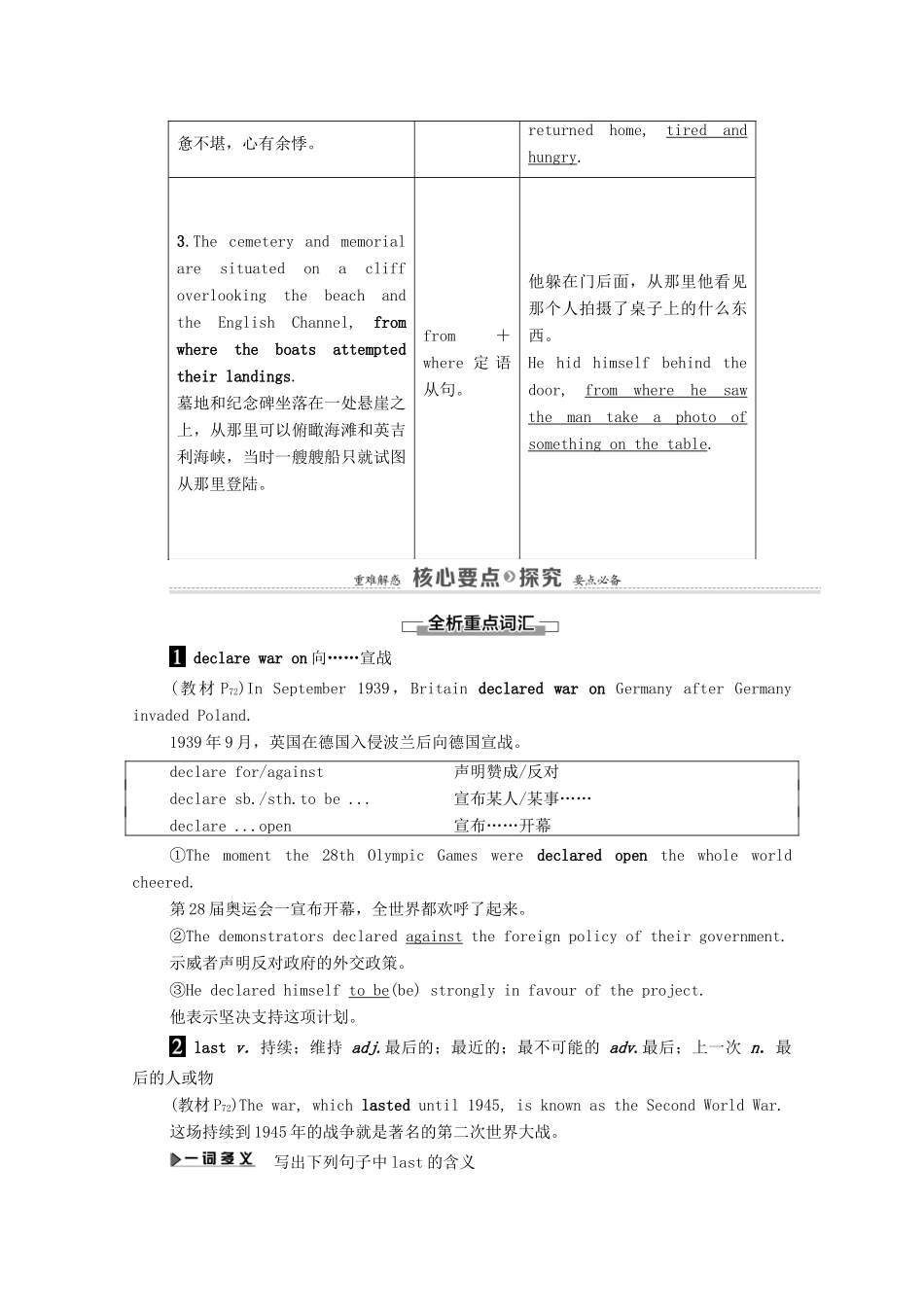 高中英语 Module 6 War and Peace Section Ⅱ Language Points（Ⅰ）（Introduction  Vocabulary and Reading）（教师用书）教案 外研版选修6-外研版高二选修6英语教案_第3页