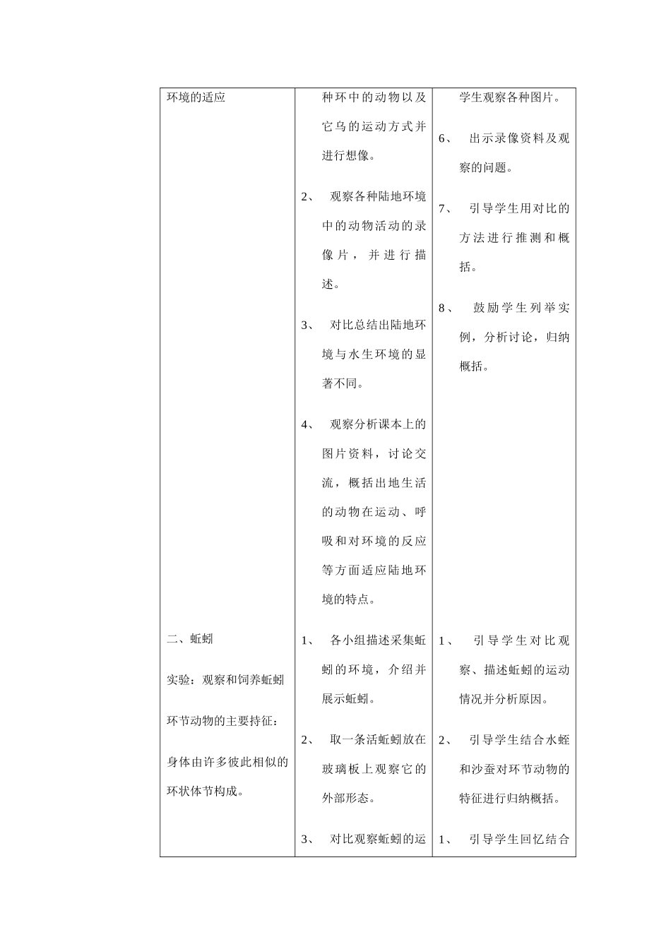 八年级生物上册 第一章 第二节 陆地生活的动物教案人教版新课标_第2页