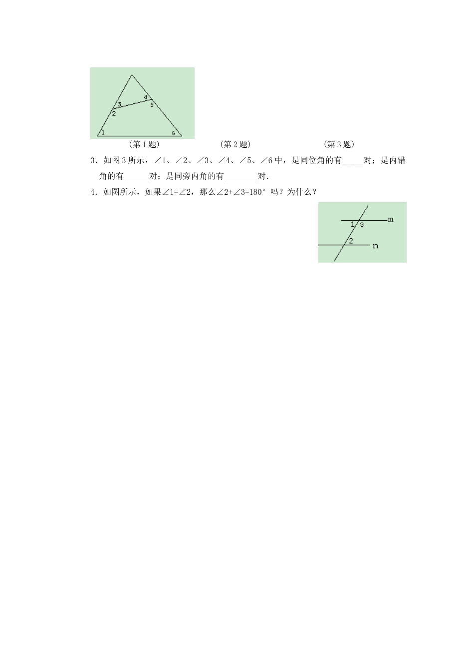 安徽省安庆市桐城吕亭初级中学七年级数学下册 同位角、内错角、同旁内角教学设计1 新人教版_第3页