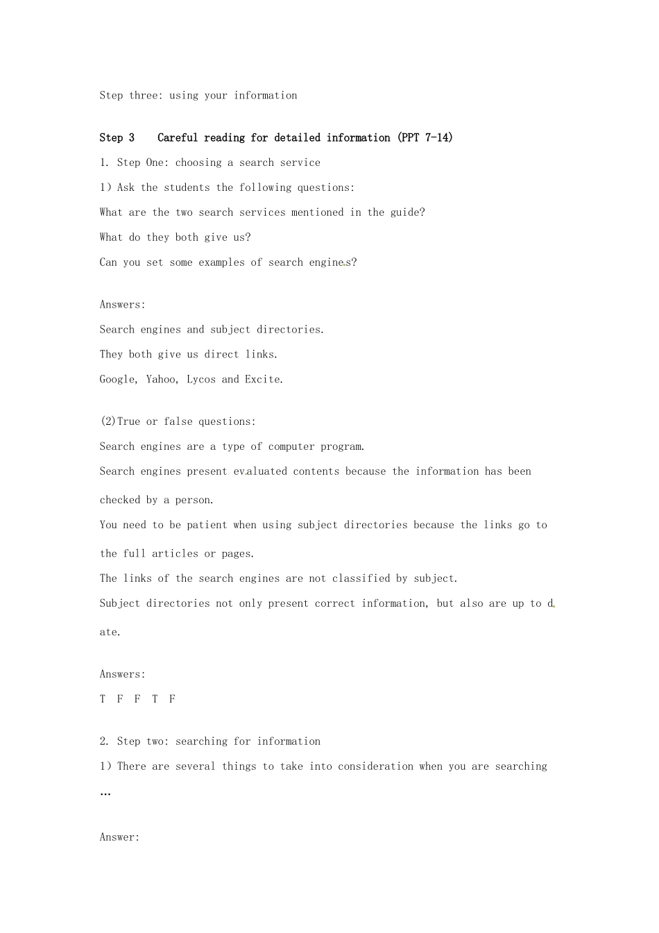 高中英语 Unit3 The world online Project教学设计 牛津译林版选修7-牛津版高二选修7英语教案_第2页