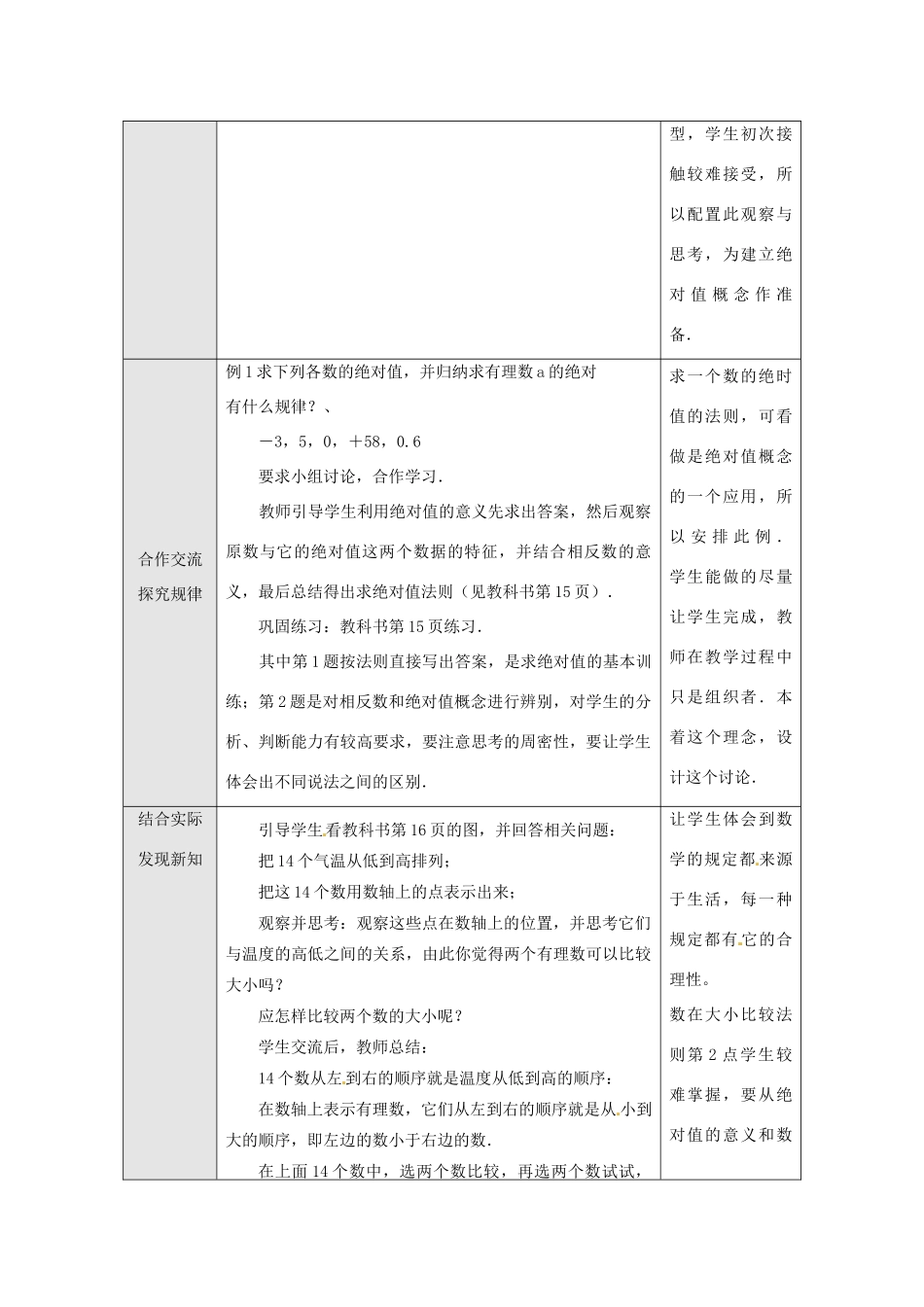 湖北省武汉市为明实验学校七年级数学上册《1.2.4 绝对值》教案 人教新课标版_第2页