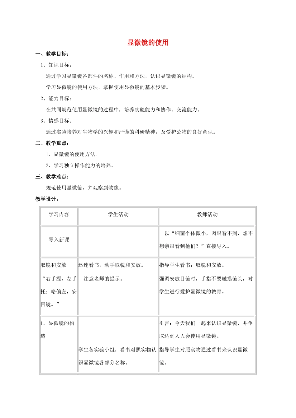 江苏省太仓市七年级生物上册 第一章 第二节 生物学的基本研究方法教案 （新版）苏科版-（新版）苏科版初中七年级上册生物教案_第1页