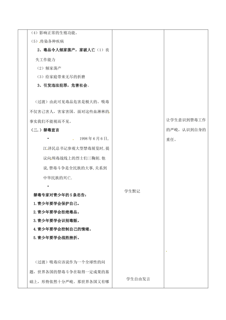 八年级生物上册 第19章第2节拒绝毒品教案 苏教版_第3页