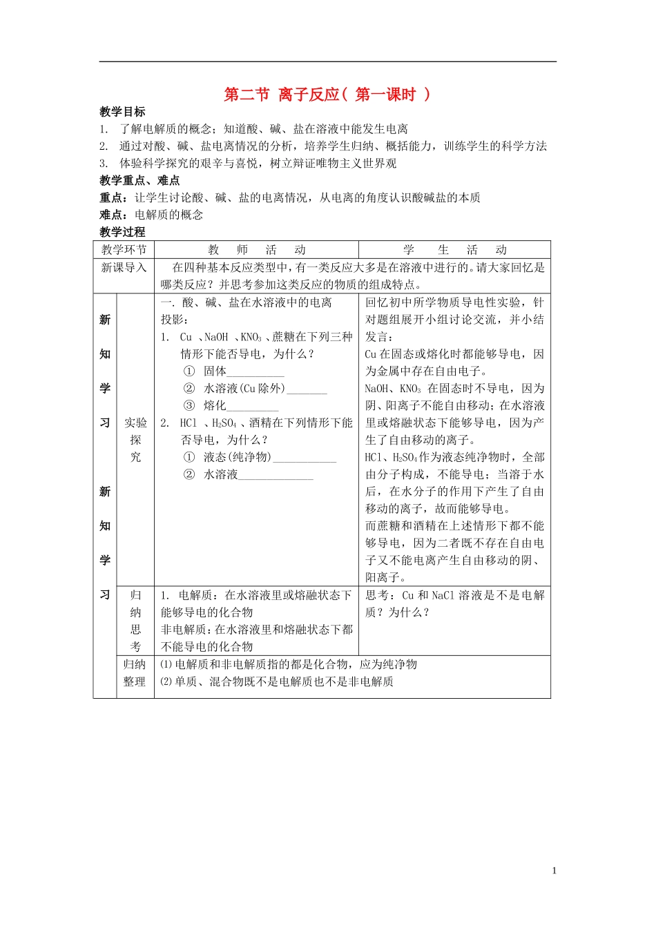 高中化学《离子反应》教案16 新人教版必修1_第1页