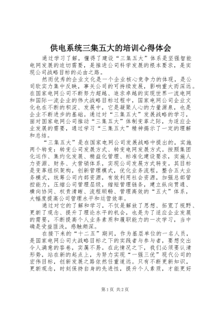 供电系统三集五大的培训心得体会