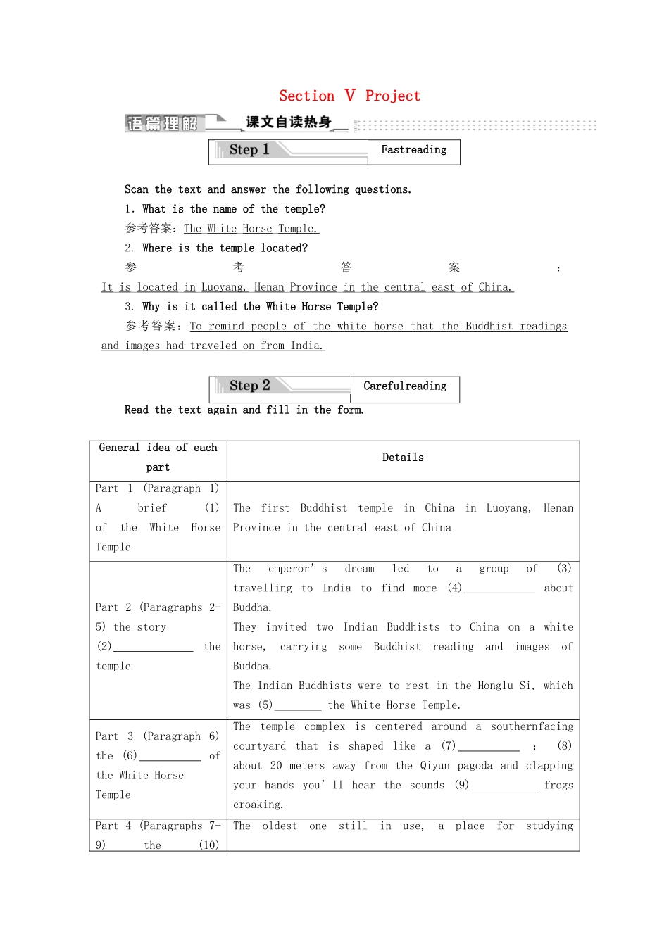 高中英语 Unit 4 Behind beliefs Section Ⅴ Project教案（含解析）牛津译林版选修9-牛津版高二选修9英语教案_第1页