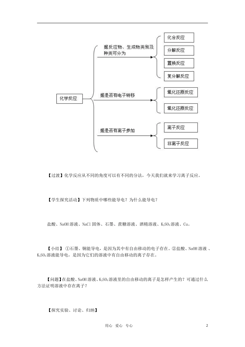 高中化学 第三节离子反应教案 新人教版必修1_第2页