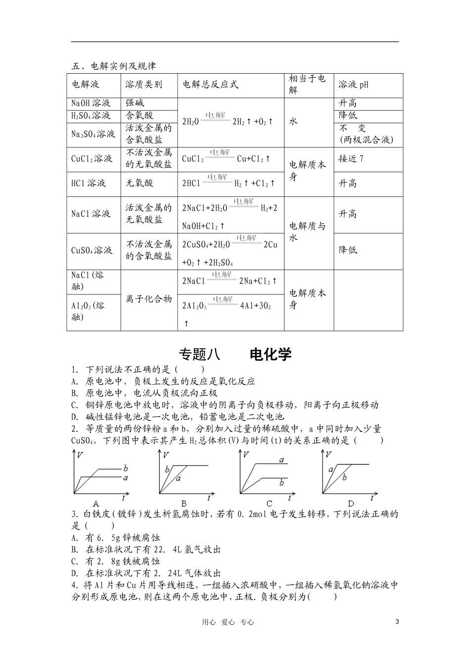 高中化学 专题八 电化学教案_第3页
