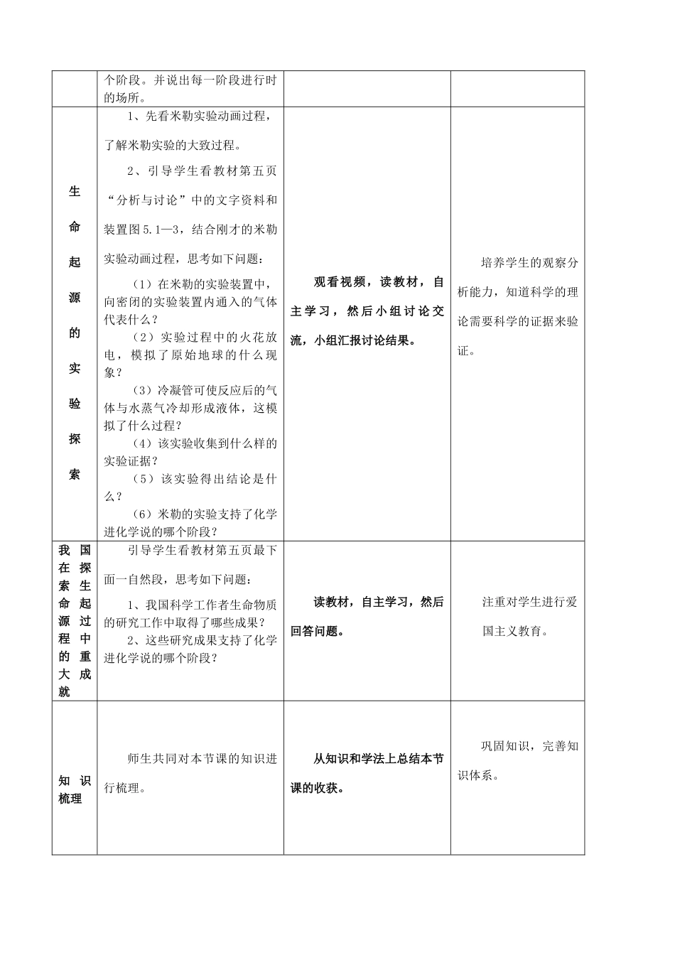 八年级生物下册 第一节生命的起源教案 北师大版_第3页