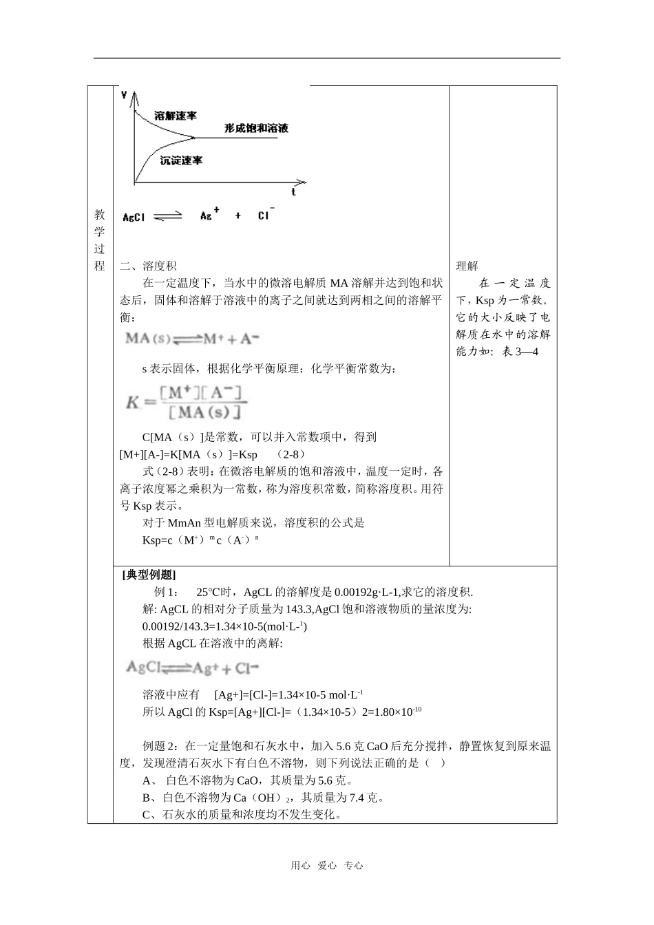 高中化学 3.4.1《沉淀溶解平衡》教案 苏教版选修4_第2页