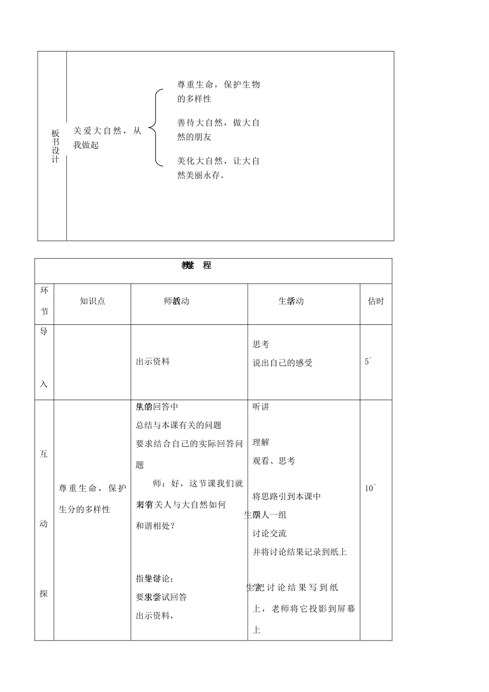 八年级思品下册 7关爱大自然，从我做起同步教案 鲁教版_第2页