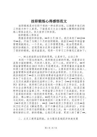 挂职锻炼心得感悟范文