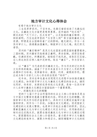 地方审计文化心得体会