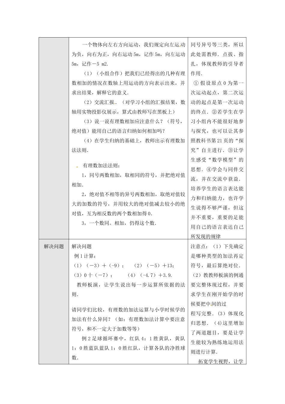 湖北省武汉市为明实验学校七年级数学上册《1.3.1 有理数的加法》教案（1） 人教新课标版_第2页