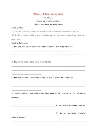 高中英语 Unit4 Public transport Project教案 牛津译林版选修7-牛津版高二选修7英语教案