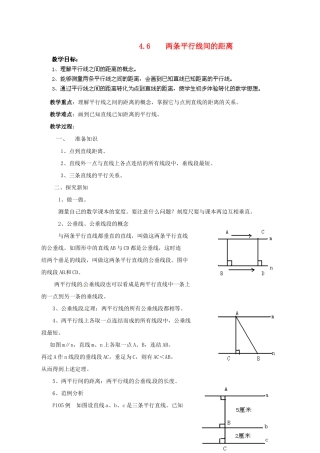 湖南省株洲县渌口镇中学七年级数学下册 4.6.2 两条平行线间的距离教案 （新版）湘教版