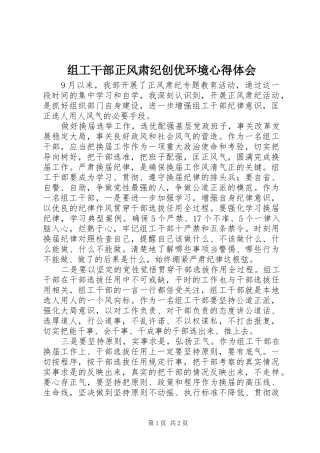 组工干部正风肃纪创优环境心得体会