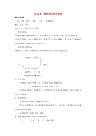 八年级生物上册 20. 植物的生殖和发育 章复习教案 苏科版