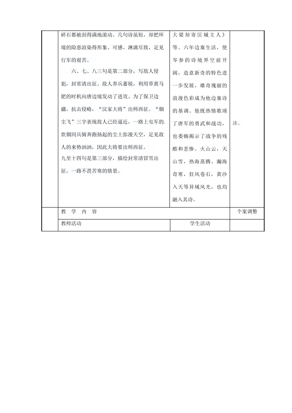 高中语文 专题二 走马川行奉送出师西征教案 苏教版选修《唐诗宋词选读》-苏教版高二《唐诗宋词选读》语文教案_第2页