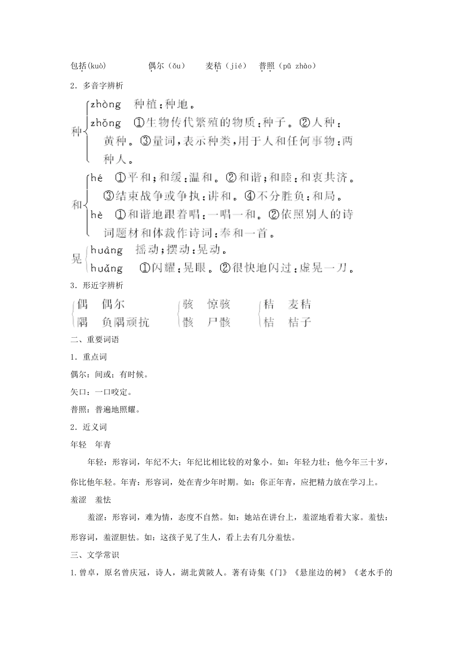 高中语文 8 中国当代诗二首名师导航 语文版必修1_第2页