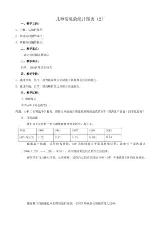 八年级数学几种常见的统计图表教案2新课标 人教版