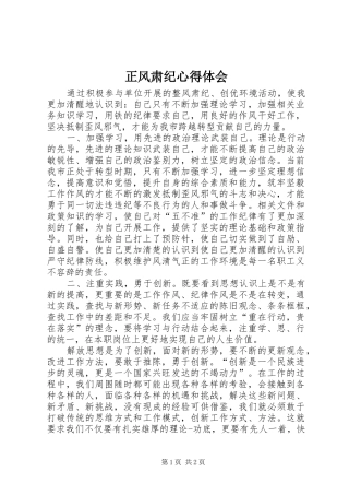 正风肃纪心得体会