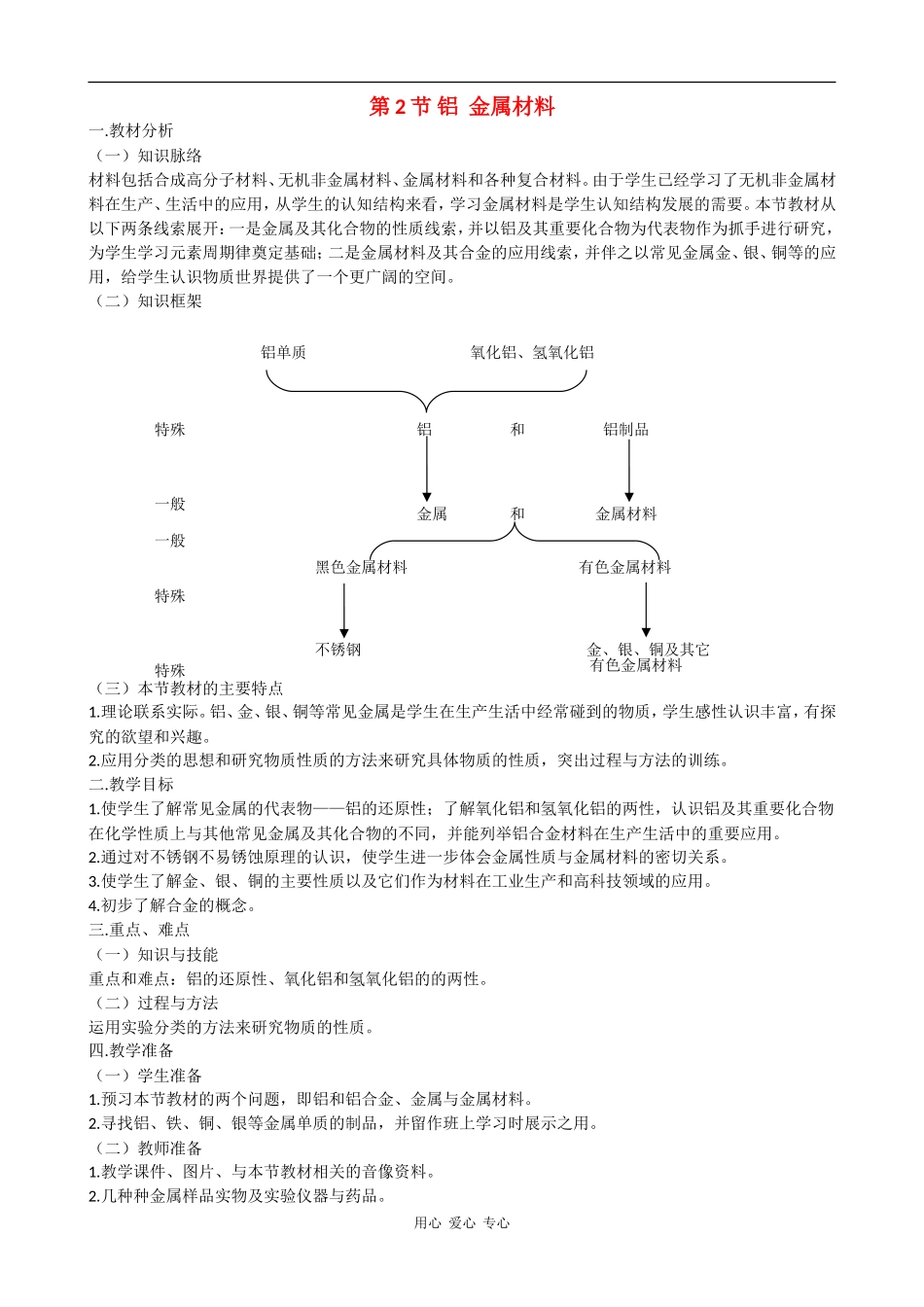 高中化学：4.2《铝、金属材料》教案（鲁科版必修1）_第1页