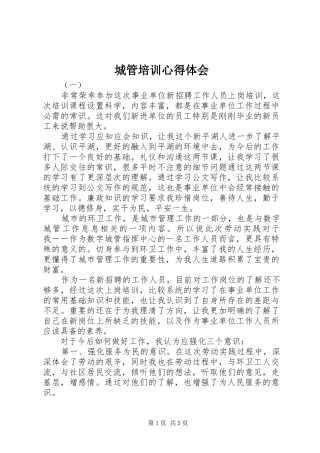 城管培训心得体会