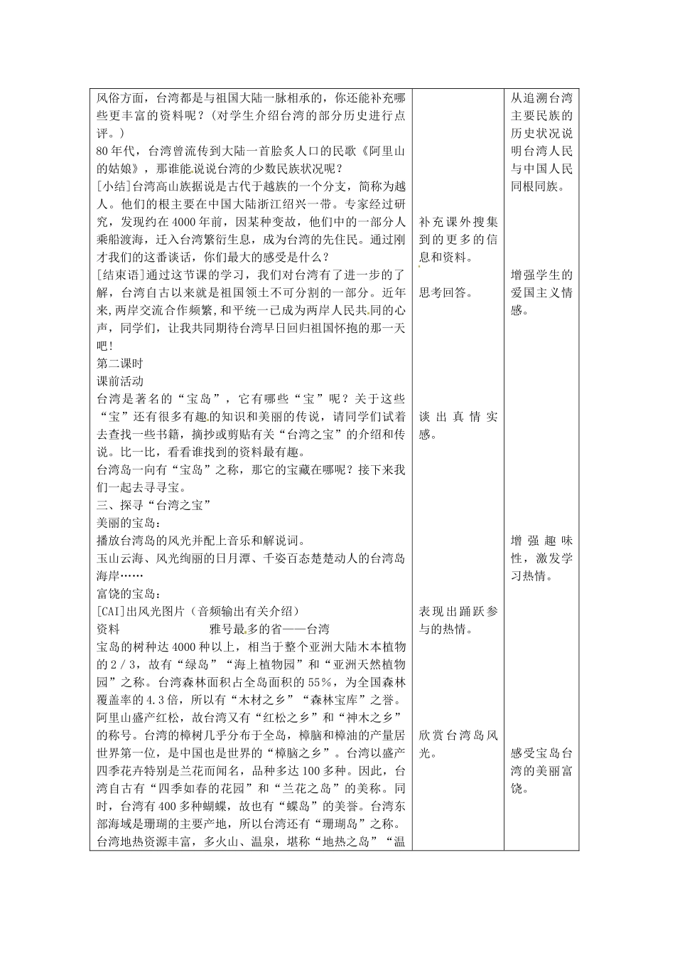 八年级地理下册 7.4 台湾省教案 （新版）商务星球版-（新版）商务星球版初中八年级下册地理教案_第3页