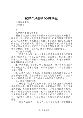 纪律作风整顿(心得体会)