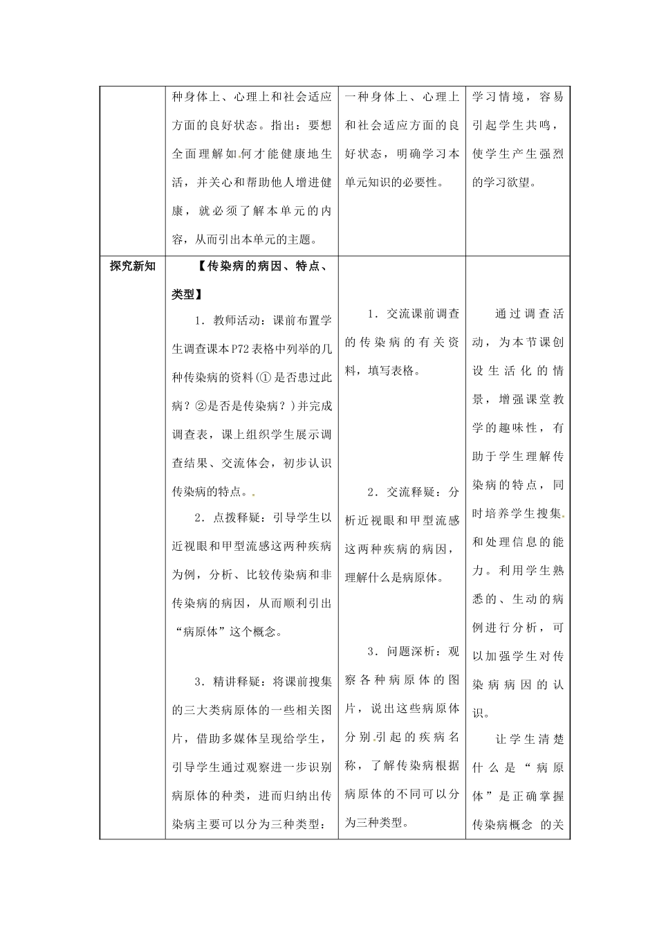 八年级生物下册 第八单元 健康地生活 第一章 传染病和免疫 第一节 传染病及其预防教案 （新版）新人教版-（新版）新人教版初中八年级下册生物教案_第2页