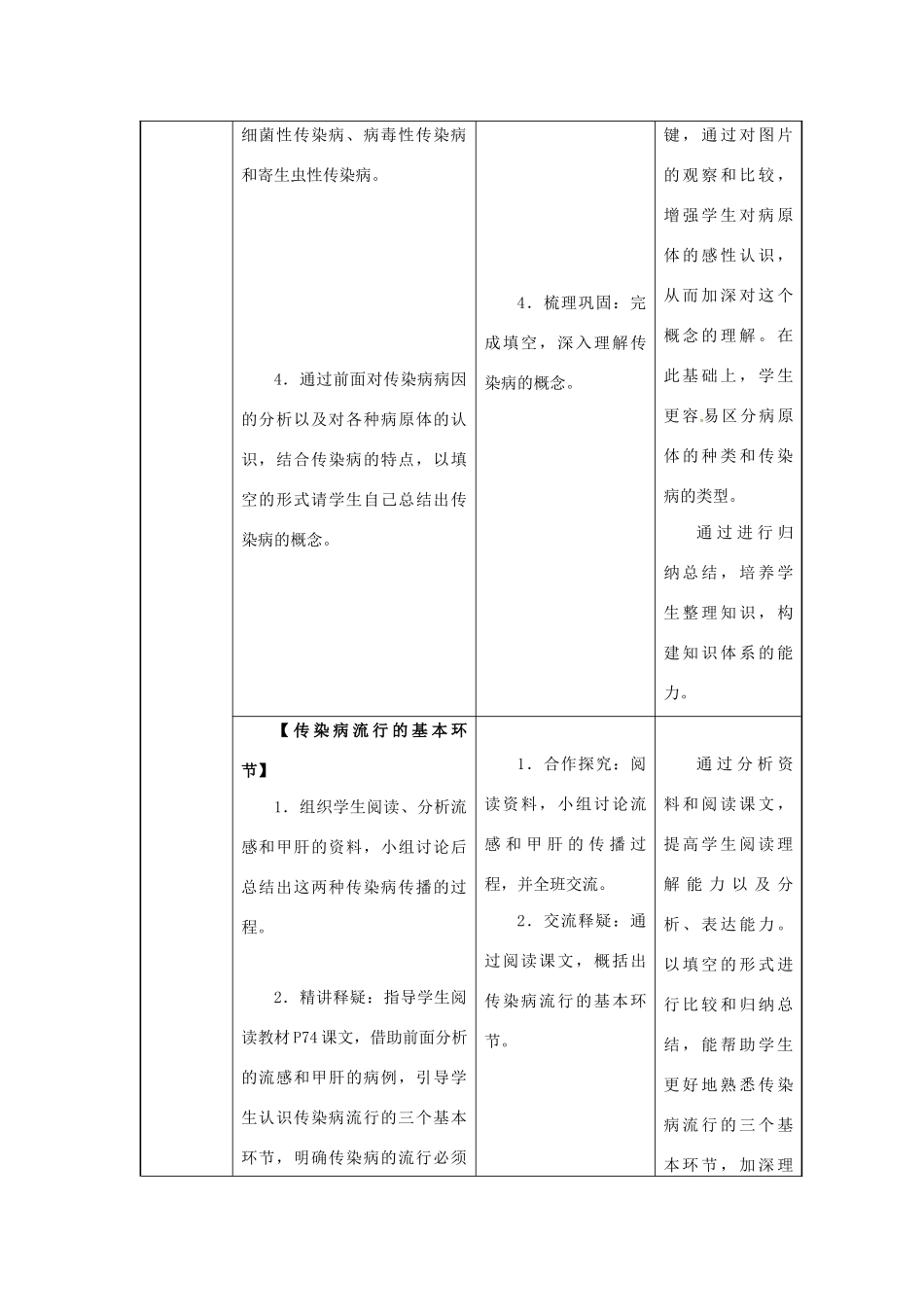 八年级生物下册 第八单元 健康地生活 第一章 传染病和免疫 第一节 传染病及其预防教案 （新版）新人教版-（新版）新人教版初中八年级下册生物教案_第3页