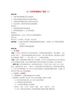 湖南省宁乡县道林中学八年级地理上册《3.1自然资源概况》教案（1） 湘教版