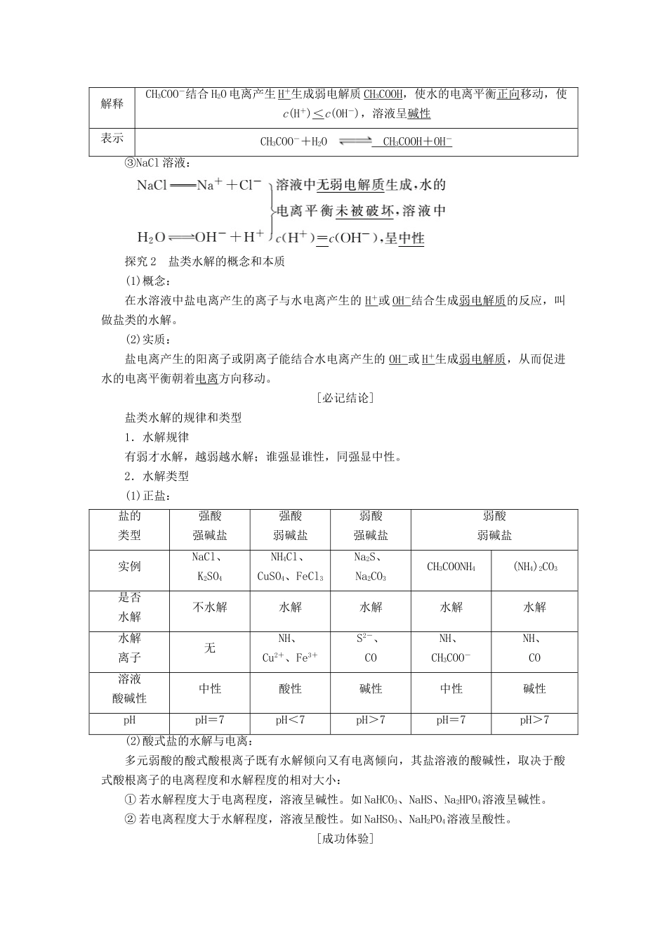 高中化学 第1部分 专题3 第三单元 第1课时 盐类的水解反应和影响因素讲义（含解析）苏教版选修4-苏教版高二选修4化学教案_第2页