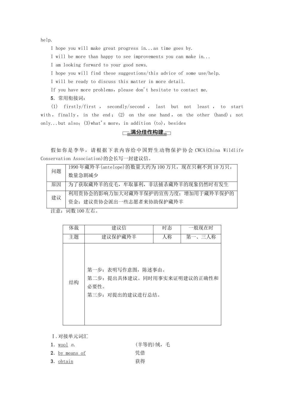 高中英语 Unit 4 Helping people around the world Section Ⅶ Writing——如何写建议信教案（含解析）牛津译林版选修6-牛津版高二选修6英语教案_第2页