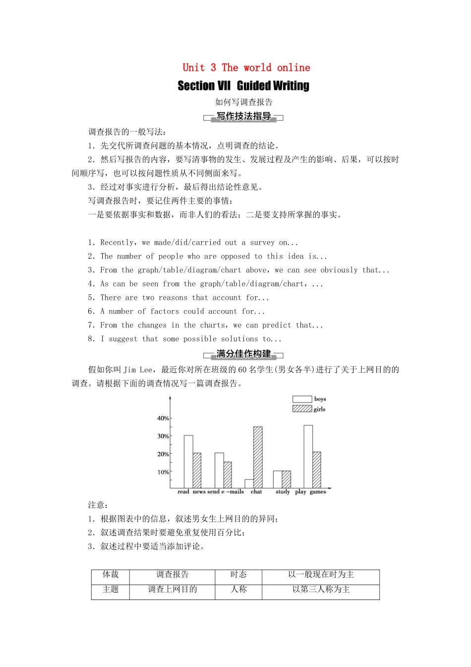 高中英语 Unit 3 The world online Section Ⅶ Guided Writing（教师用书）教案 牛津译林版选修7-牛津版高二选修7英语教案_第1页