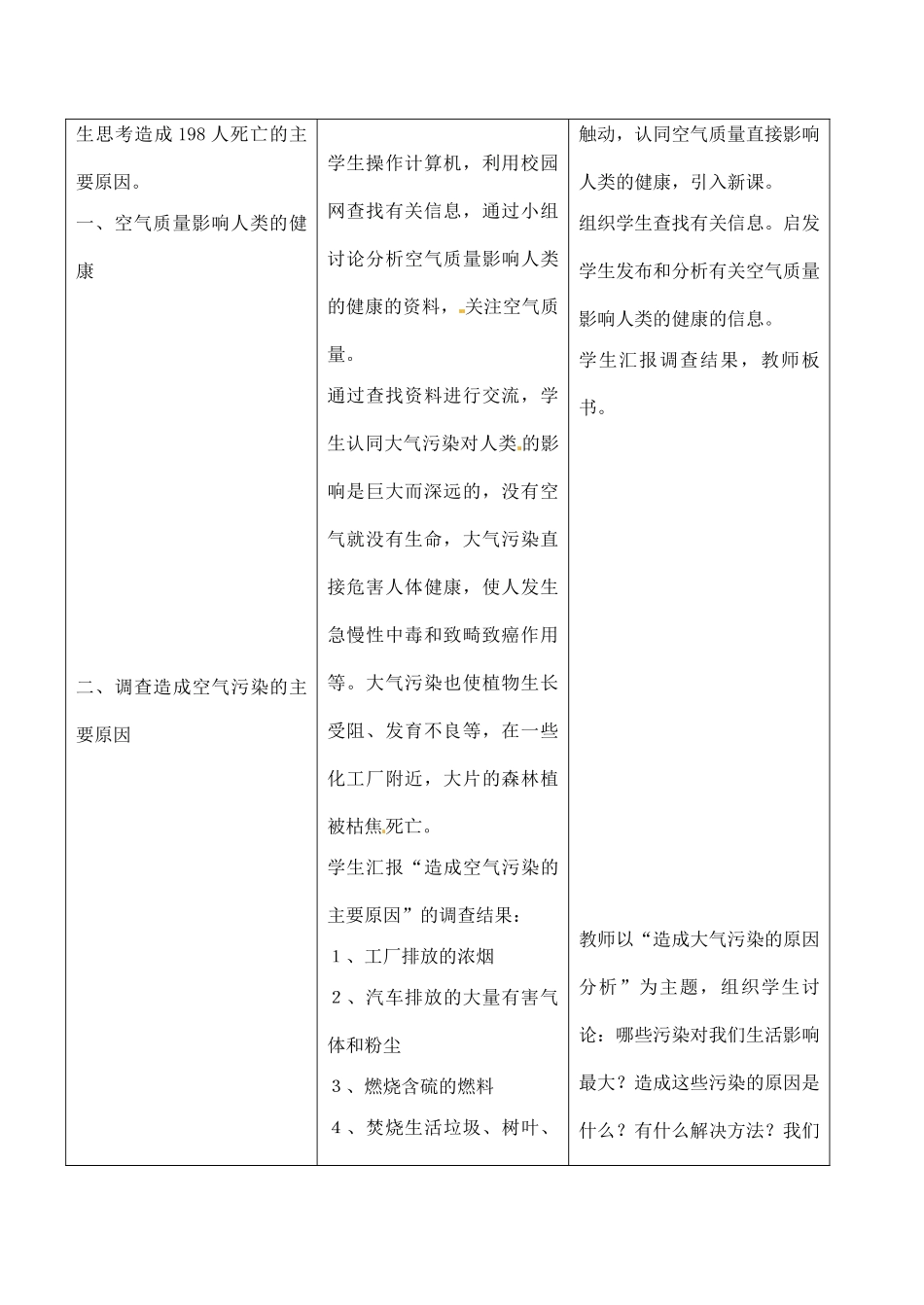 八年级生物上册 第三章 第三节《生物空气质量与健康》教案 鲁教版_第2页