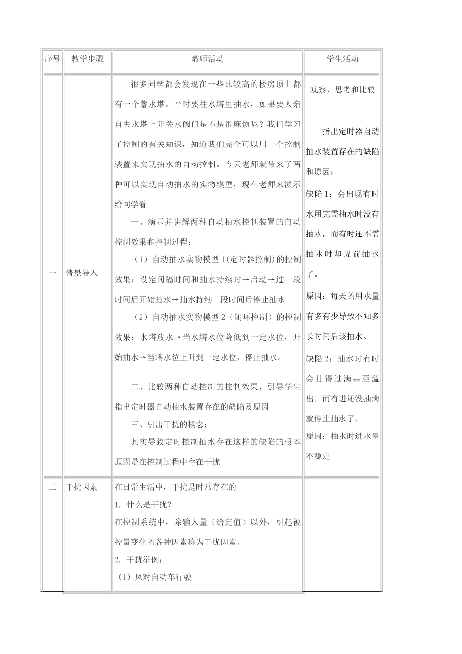 高中通用技术 闭环控制系统的干扰与反馈1教案 苏教版必修2_第3页