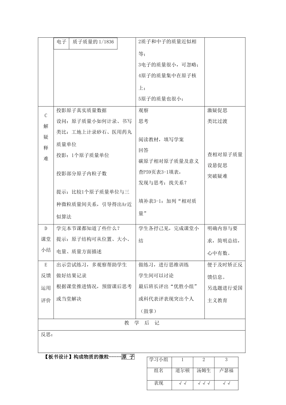 九年级化学上册 专题3 物质的构成 单元1 构成物质的微粒 第2课时 原子教案 （新版）湘教版-（新版）湘教版初中九年级上册化学教案_第3页