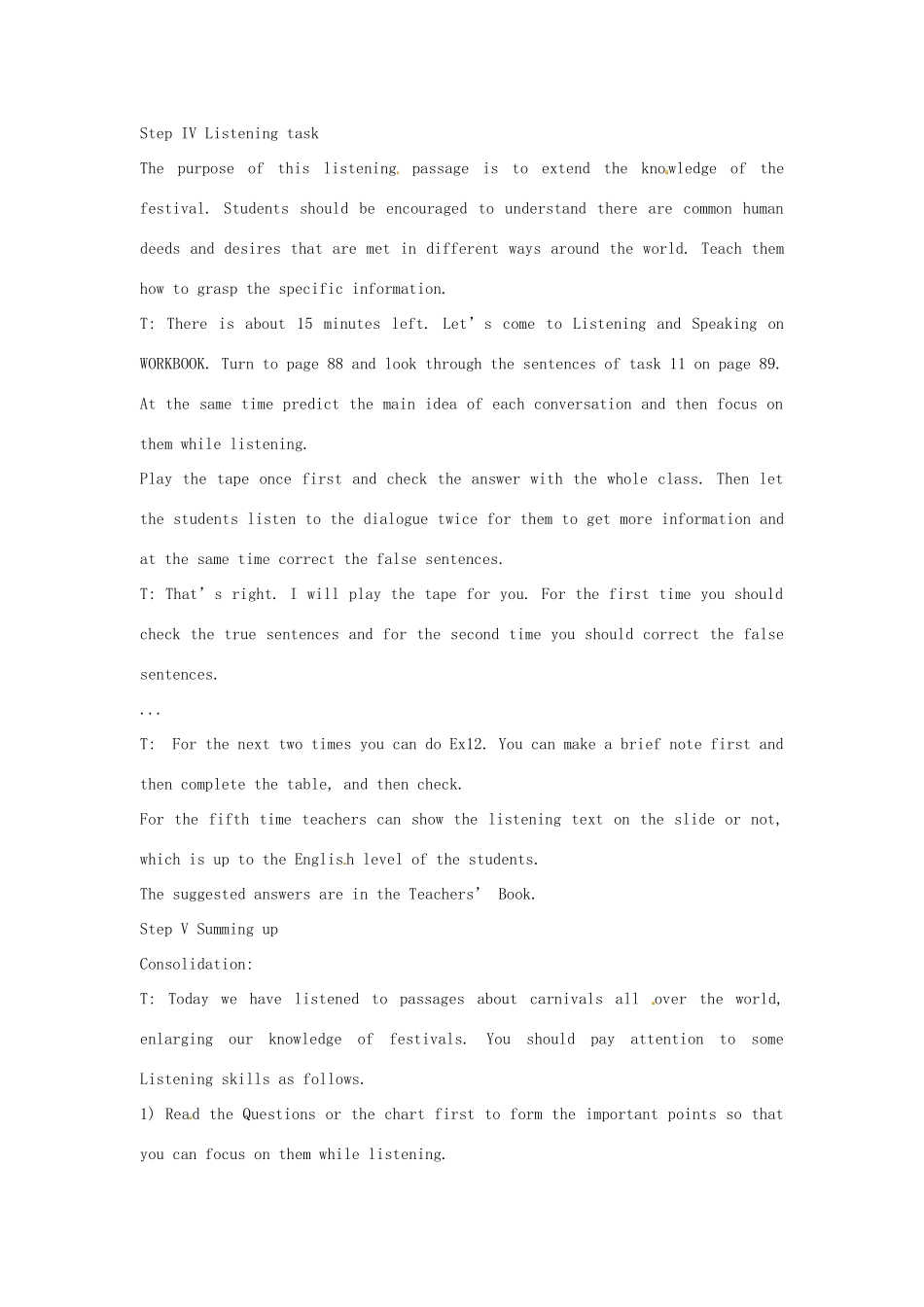 高中英语 Module4 TheFourth Period Listening教案 外研版必修5-外研版高二必修5英语教案_第3页