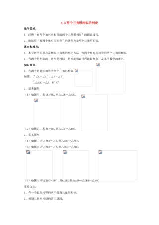 九年级数学上：4.3 两个三角形相似的判定教案（浙教版）