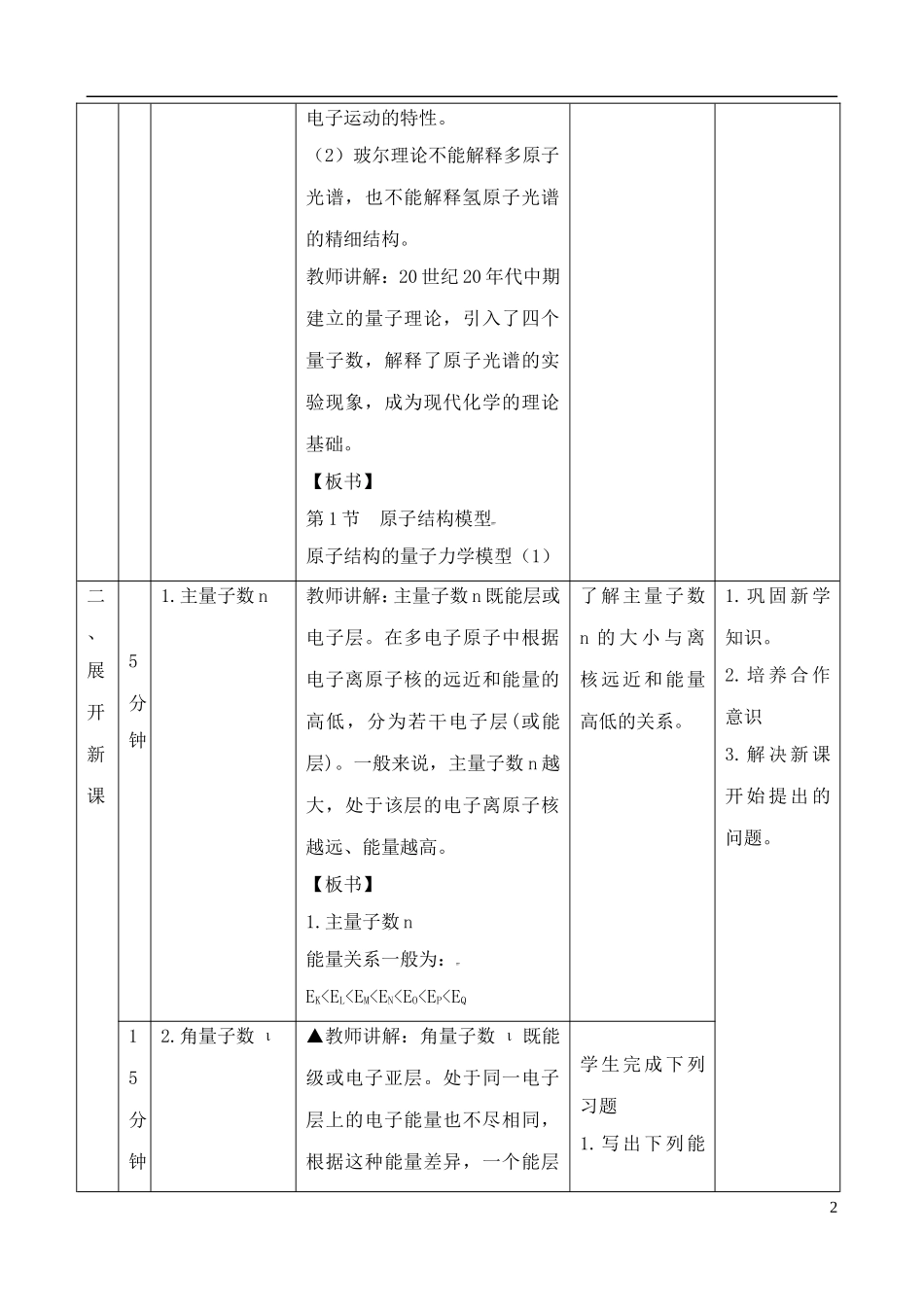 高中化学 1.1.2原子结构模型教案 鲁教版选修3_第2页