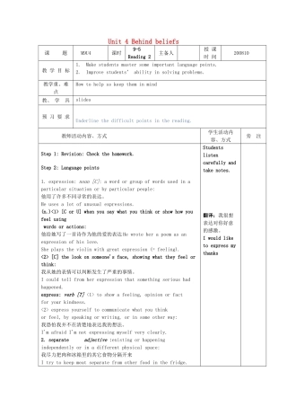 高中英语 Unit 4《Behind beliefs-Reading》教案2 牛津译林版选修9