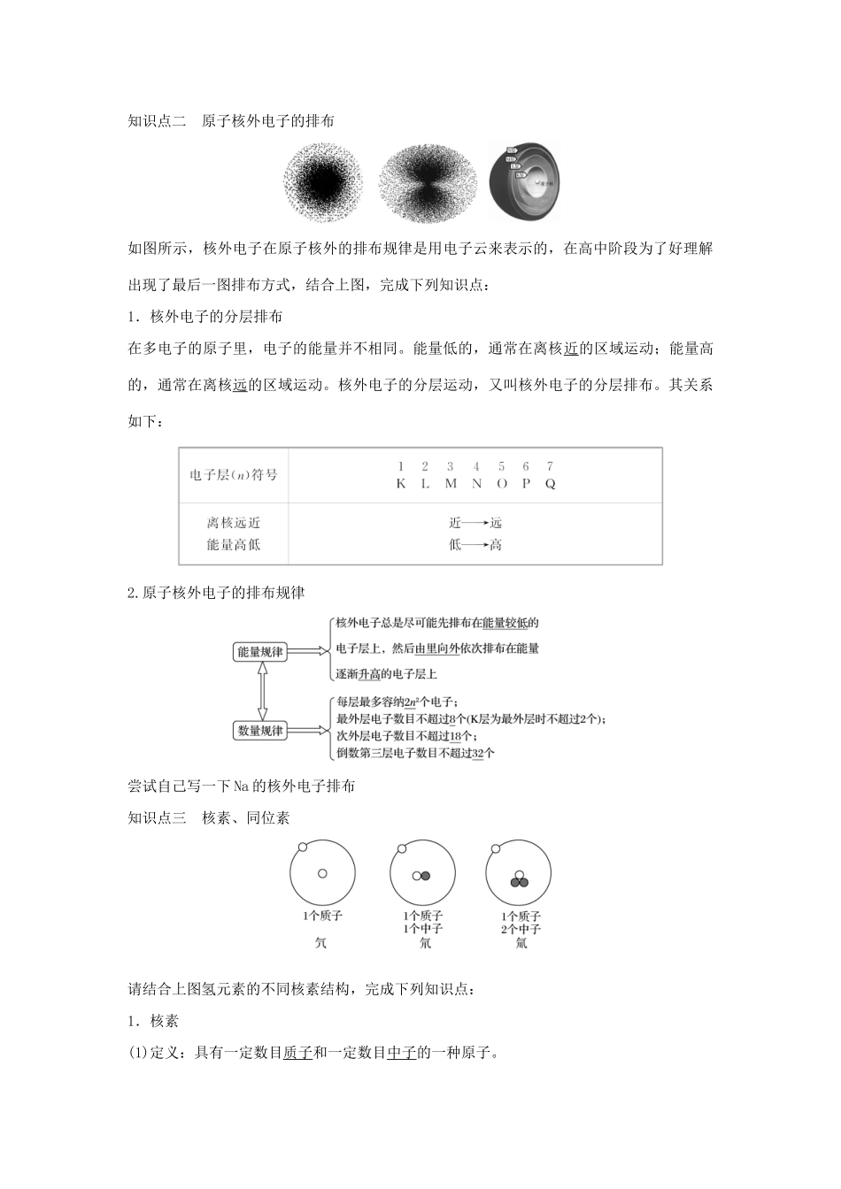 高中化学 第4章 第1节 第1课时 原子结构 核素教案 新人教版必修第一册-新人教版高一第一册化学教案_第2页