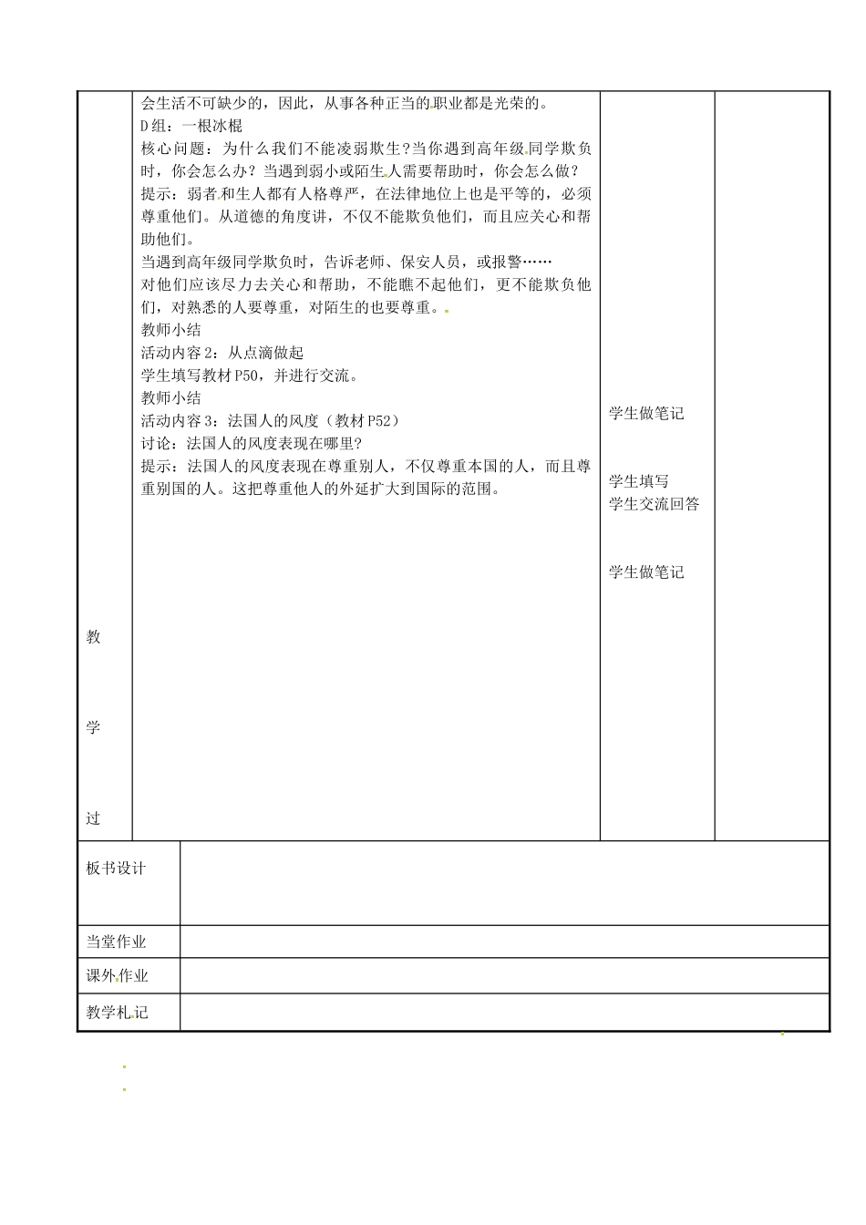 七年级政治上册 5.2 学会尊重别人教案 苏教版-苏教版初中七年级上册政治教案_第2页