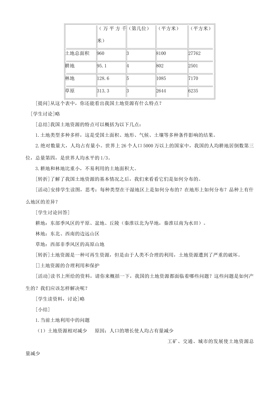 八年级地理上册《土地资源》教学设计  商务星球版_第2页
