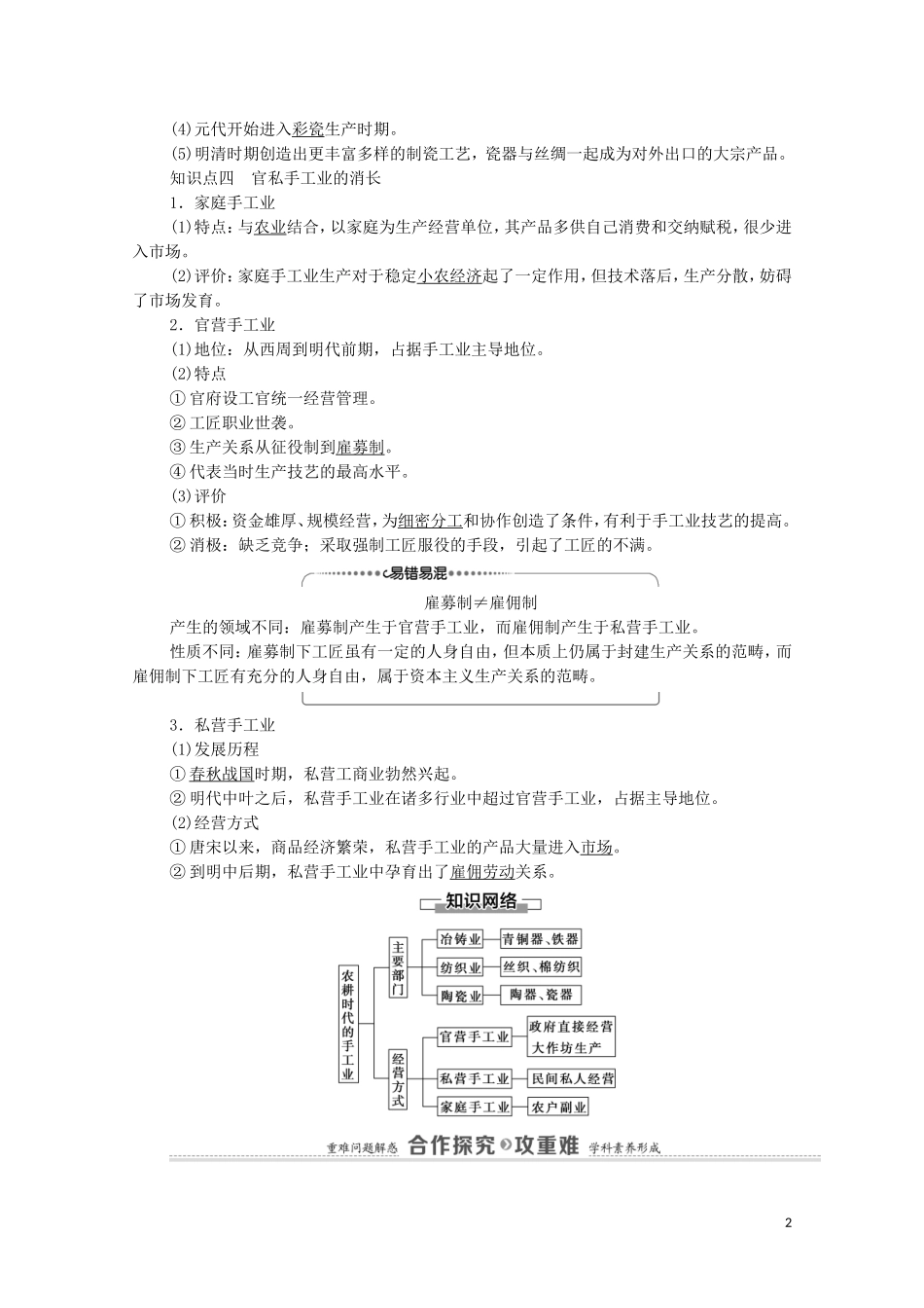 高中历史 第1单元 中国古代的农耕经济 第4课 农耕时代的手工业教师用书 岳麓版必修2-岳麓版高一必修2历史教案_第2页
