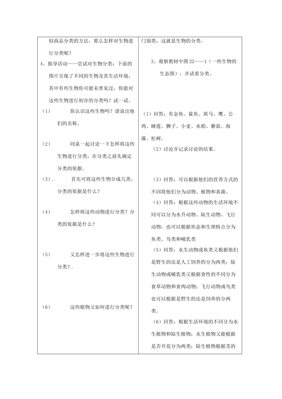 八年级生物上册 第22章第1节 生物的分类教案 北师大版_第3页