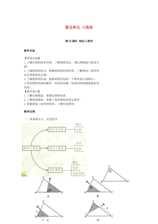湖南省中考数学复习 第5单元 三角形 第23课时 相似三角形教案-人教版初中九年级全册数学教案
