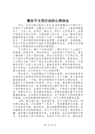 整治不文明行动的心得体会